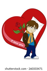 young man with gift of love 