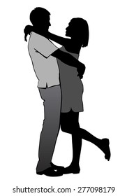 young man and girl standing and embracing