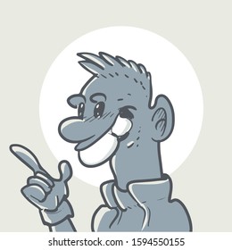 young man giving advice to someone, cartoon style doodle, vector illustration.