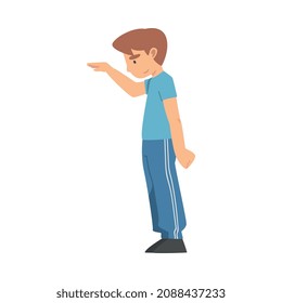 Young Man Giving Command or Order to His Pet Vector Illustration