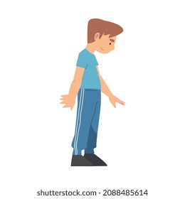 Young Man Giving Command or Order to His Pet Vector Illustration