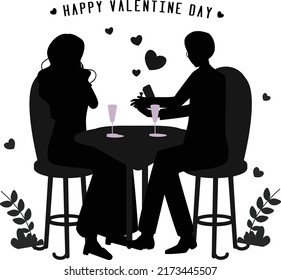 Young man giving an engagement Ring Silhouettes