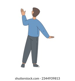 Young Man Giving High Five Hand Gesture Vector Illustration