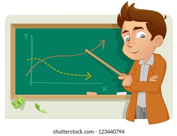 Young man giving a presentation to audience