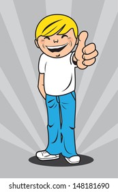 Young man giving thumbs up and smiling