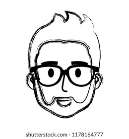 young man with glasses and beard head