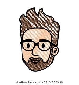 young man with glasses and beard head
