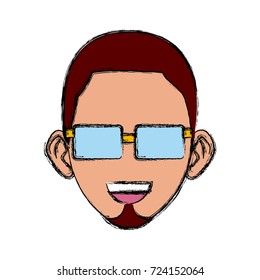 Young man with glasses cartoon