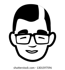 young man with glasses head