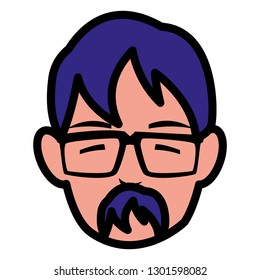 young man with glasses head