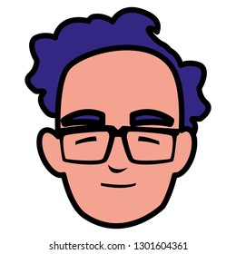 young man with glasses head
