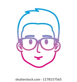 young man with glasses head character