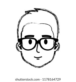 young man with glasses head character
