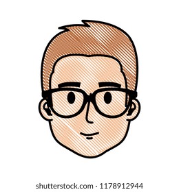 young man with glasses head character