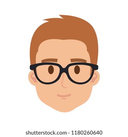 young man with glasses head character