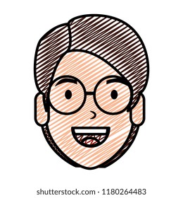 young man with glasses head character