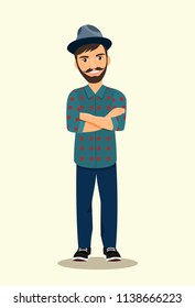 Young  man in glasses isolated. Vector flat style illustration 
