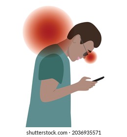 young man with glasses is not using the smartphone correctly