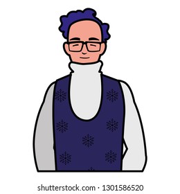young man with glasses and winter clothes