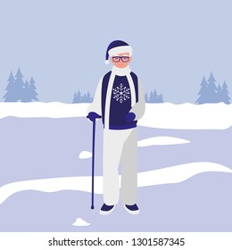 young man with glasses and winter clothes