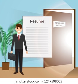Young man goes to an interview in search of a new job