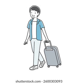 young man going on a trip