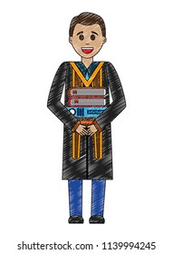 young man graduated with books