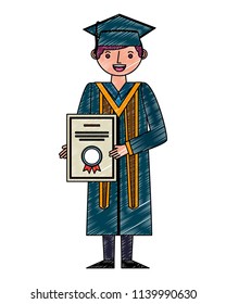 young man graduated with diploma avatar character