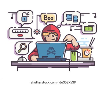 Joven hacker con portátil