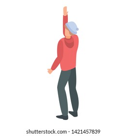 Young man hand up icon. Isometric of young man hand up vector icon for web design isolated on white background