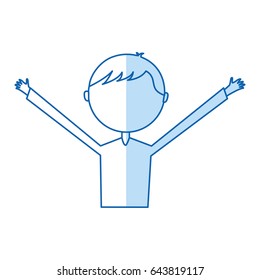 young man with hands up avatar character