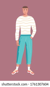An young man. A handsome boy. Stylish hipster. Fashionable guy