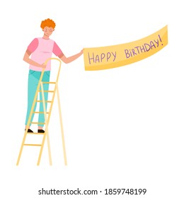 Junge Menschen, die mit einer Gratulation der Vektorgrafik Platz machen