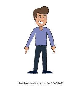 Young man happy cartoon