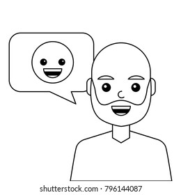 young man happy with emoticon message avatar character