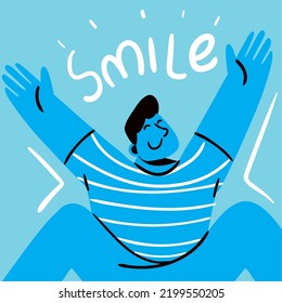 young man happy smile, abstract design - Powered by Shutterstock - Get 15% off with code: PIKWIZARD15