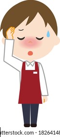 Young man has a fever .Vector illustration.
