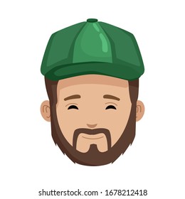 young man with hat head character icon vector illustration design