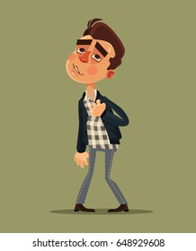 Young man have heart attack. Vector flat cartoon illustration