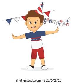 Young man having fun at party celebrating fourth of july