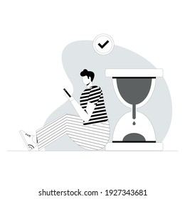 Young man having a good idea concept illustration design. Line art illustration. Idea generate illustration vector. Generating idea concept. Thinking idea line illustration. 