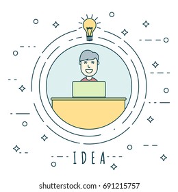 Young Man Having a Good Idea. Business Concept.
