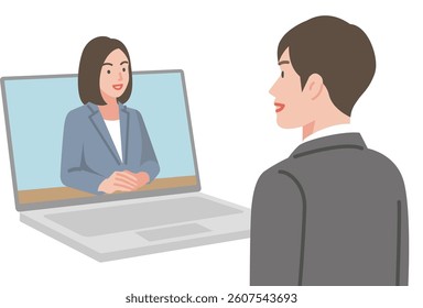 Young man having an online interview