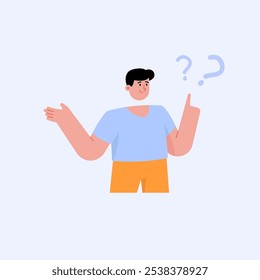 Young man having a question