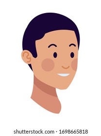 young man head avatar character vector illustration design