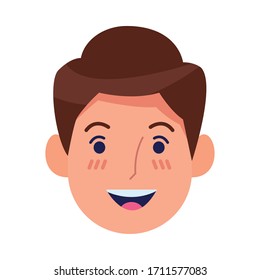 young man head avatar character vector illustration design