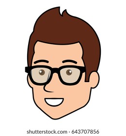young man head avatar with glasses