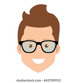 young man head avatar with glasses