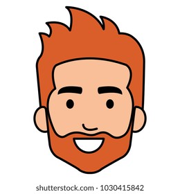 young man head with beard avatar character