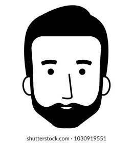 young man head with beard avatar character
